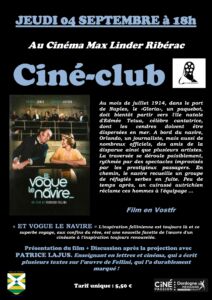 Affiche ciné club ET VOGUE LE NAVIRE