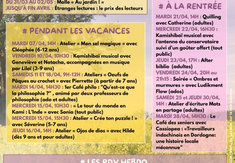 Programme animations - 04-2026