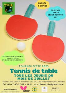 Tournoi Tennis de Table Ribérac
